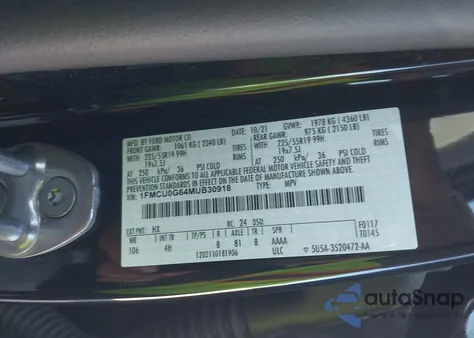 2021 Ford Escape Se from USA, damaged, VIN 1FMCU0G64MUB30918